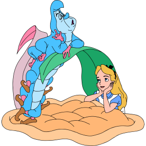 Alice in Wonderland Alice with Caterpillar Vector