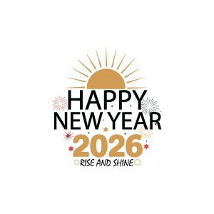 Happy New Year Rise and Shine 2026 Logo Template
