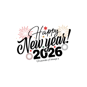 Happy New Year Fireworks of Change 2026 Logo Template