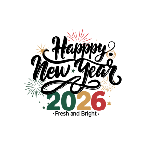 Happy New Year Fresh and Bright 2026 Logo