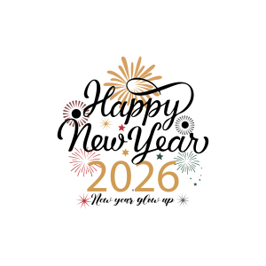 Happy New Year Glow Up 2026 Logo Template
