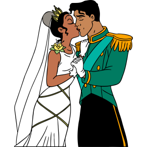 Princess and the Frog Tiana and Prince Naveen Wedding Vector