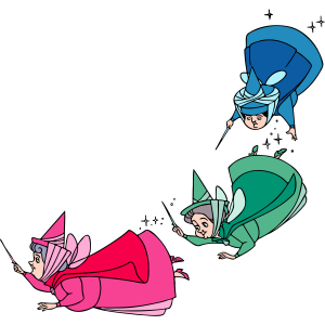 Sleeping Beauty Flora Fauna Merryweather Flying Logo