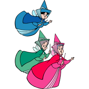 Sleeping Beauty Flora Fauna Merryweather Flying Logo 2