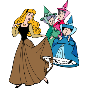 Sleeping Beauty Aurora Brown Dress Logo