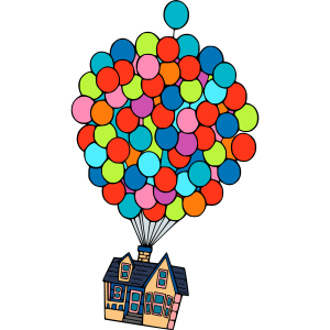 Up Movie House With Balloon Vector