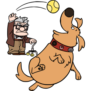Up Movie carl and Dug Playing Vector
