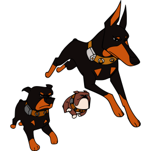 Up Movie Doberman With Friends Vector