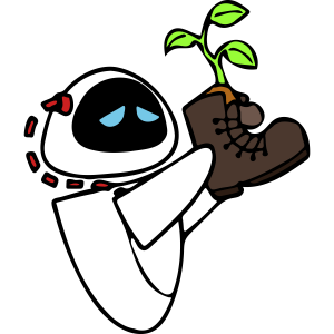 Wall-E Eve Holding Plant Vector