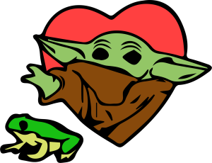 Starwars Baby Yoda With Frog Vector