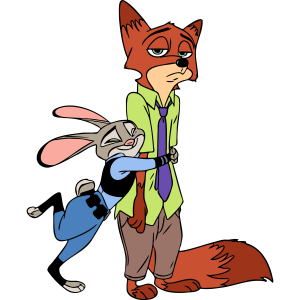 Zootopia Judy Hopps and Nick Wilde Hugging Vector