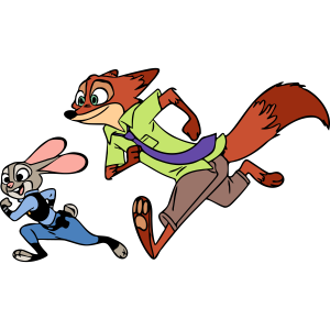 Zootopia Judy Hopps and Nick Wilde Running Vector