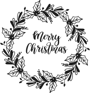 Merry Christmas Black Wreath Icon Template