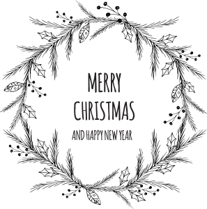 Christmas Black Wreath Happy New Year Icon Template