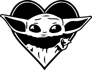 Starwars Yoda Black Heart  Vector