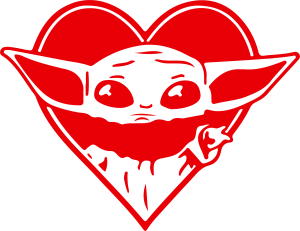 Starwars Yoda Red Heart  Vector
