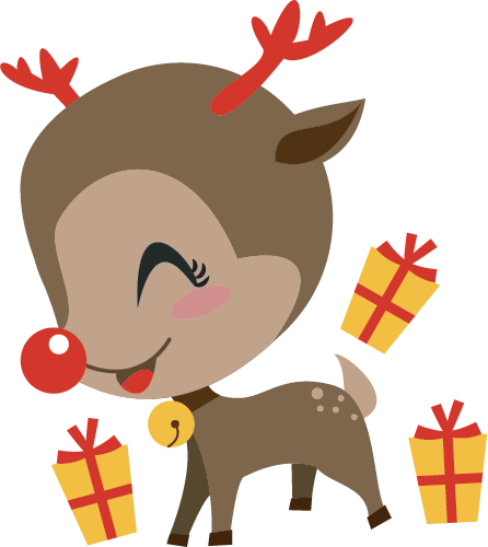Christmas Deer With Gift Vector Christmas Deer With Gift Vector