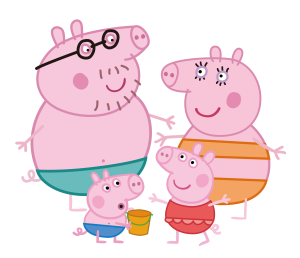 Peppa Pig wearing swimsuit With Faimly Vector