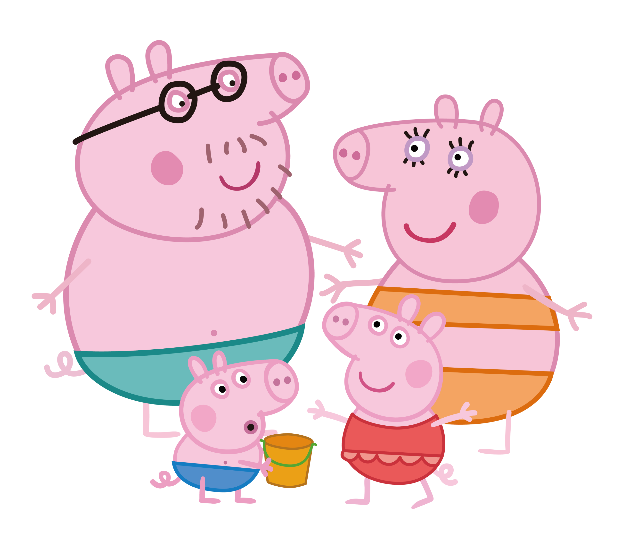 Peppa Pig wearing swimsuit With Faimly Vector Peppa Pig wearing swimsuit With Faimly Vector