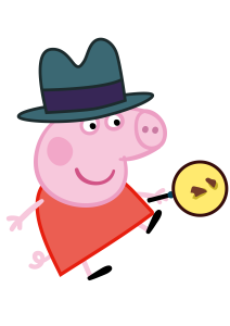 Peppa Pig Wearing Dark Fedora Style Hat Vector