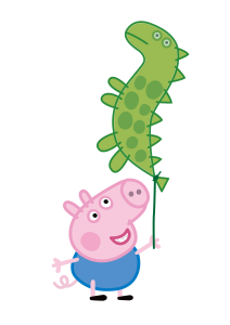 Peppa Pig George Pig Holding Green Toy Hinosaur Vector