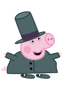 Peppa Pig Wearing Dark Green Coat and Top Hat Vector