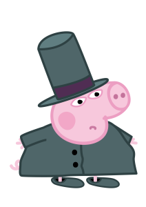 Peppa Pig Wearing Dark Green Coat and Top Hat Vector 2