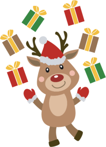 Christmas Deer With Gift Vector 2