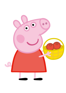 Peppa Pig With Fruit Basket Vector