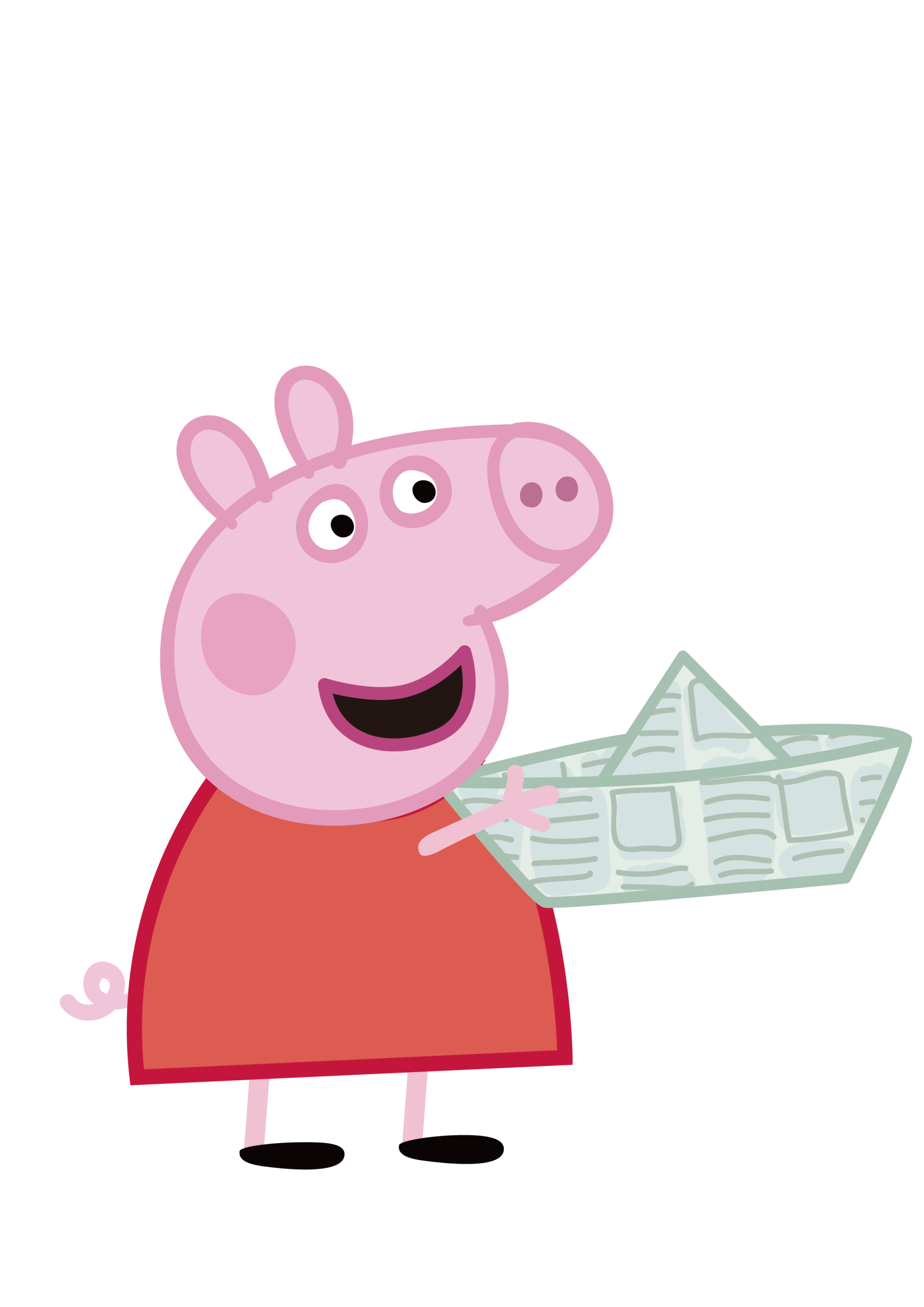 Peppa Pig With Paper Boat Toy Vector Peppa Pig With Paper Boat Toy Vector