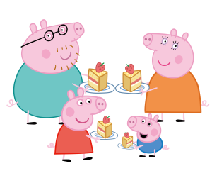 Peppa Pig Enjoying Cake Logo