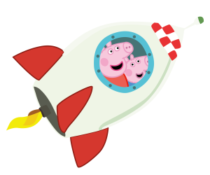 Peppa Pig Daddy Pig Rocket Flying Logo