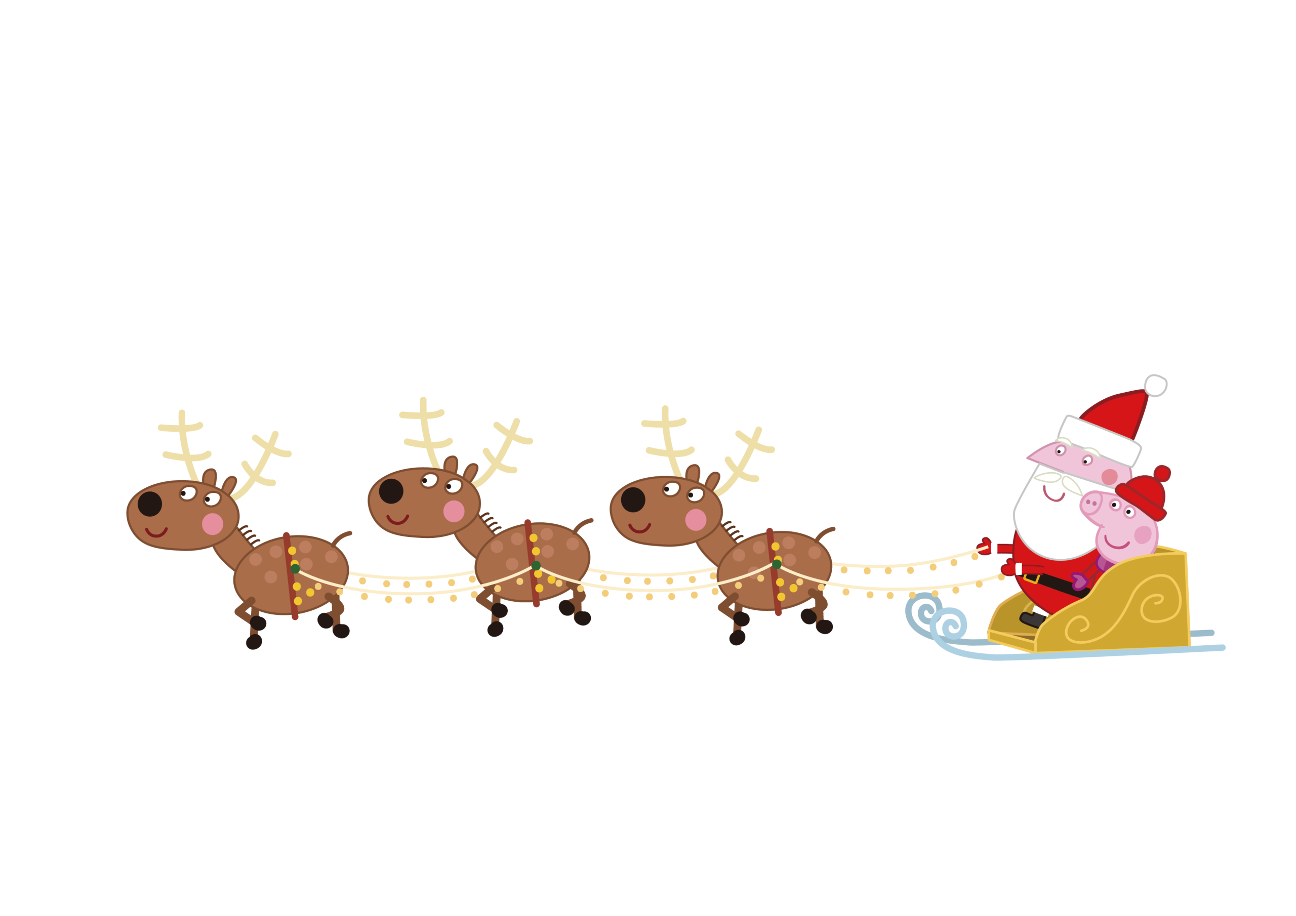Peppa Pig Santa Claus and Peppa Pig Riding Three Reindeer Vector Peppa Pig Santa Claus and Peppa Pig Riding Three Reindeer Vector