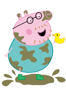 Peppa Pig Daddy With Duck Enjoying In Muddy Logo
