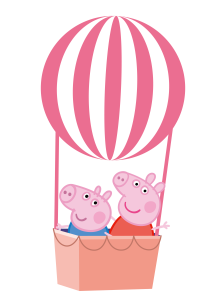 Peppa Pig with George Hot Air Balloon Vector