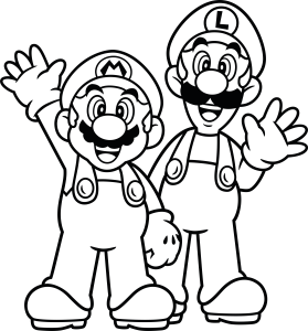 Super Mario and Luigi Outline Vector 2