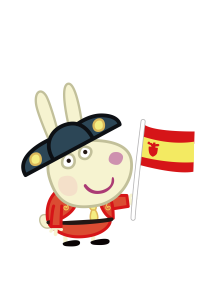 Peppa Pig Rebecca Rabbit Flag of Spain Vector