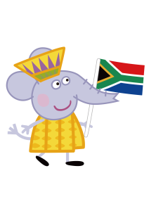 Peppa Pig Emily Elephant Flag of South Africa Vector