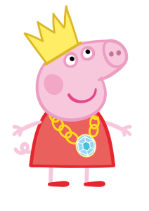 Peppa Pig Wearing Crown and Necklace Vector