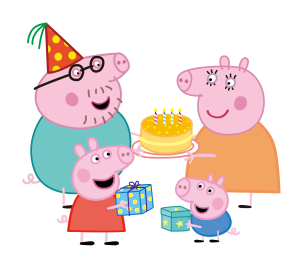 Peppa Pig Faimly Birthday Celebration Vector
