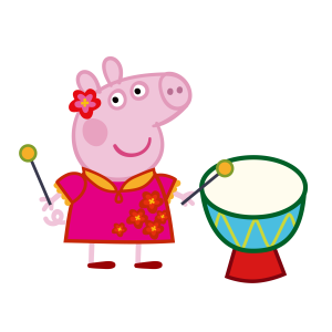 Peppa Pig playing a drum Vector
