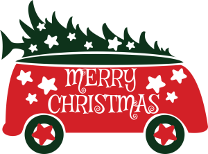 Merry Christmas Bus Logo Vector