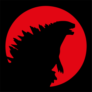 King Kong Godzilla Against Red Circle Vector