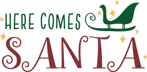 Merry Christmas Here Comes Santa Logo Vector
