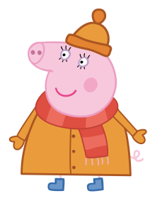 Peppa Pig Mummy Pig In Winter Vector