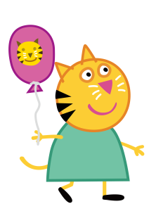 Peppa Pig Candy Cat Holding Pink Balloon Vector