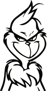 Grinch Christmas Mischievous Smile Outline Vector 2