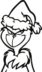 Grinch Christmas Mischievous Smile Outline Vector