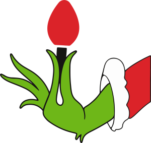 Grinch Christmas Hand Holding Light Bulb Vector