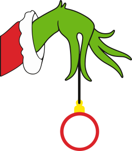 Grinch Christmas Hand Holding Ornament Vector